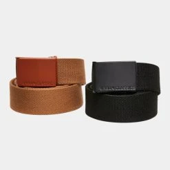 URBAN CLASSICS Gürtel Colored Buckle Canvas 2-Pack In Schwarz